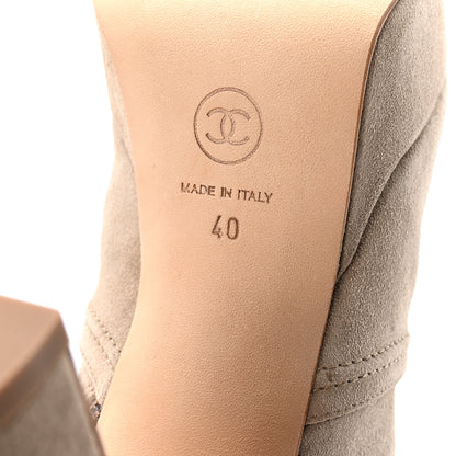 Chanel Suede Calfskin Platform Short Boots 40 Beige 7 of 10