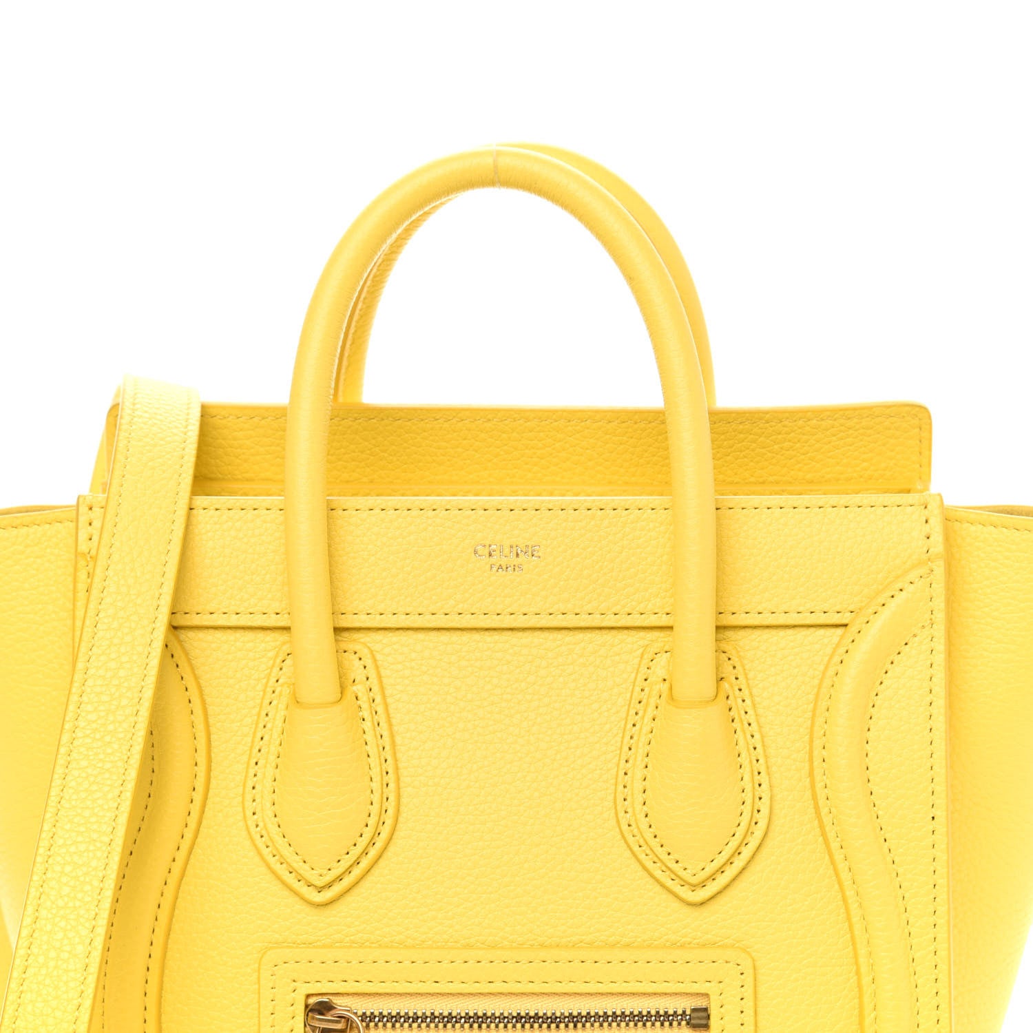 Celine Drummed Calfskin Nano Luggage Citron 10 of 10