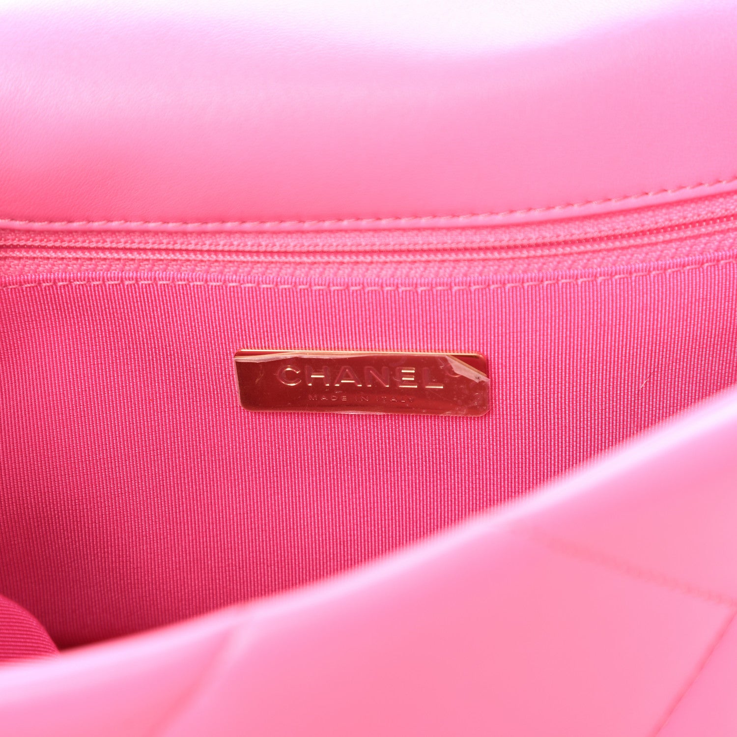 Chanel Shiny Lambskin Quilted Medium Chanel 19 Flap Neon Pink 8 of 11