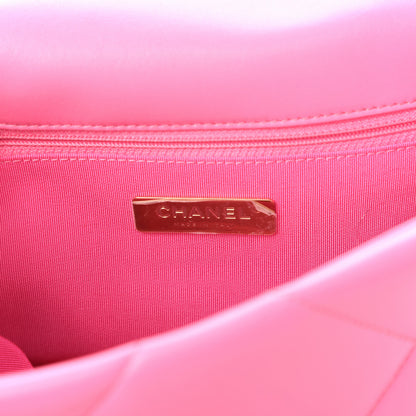 Chanel Shiny Lambskin Quilted Medium Chanel 19 Flap Neon Pink 8 of 11