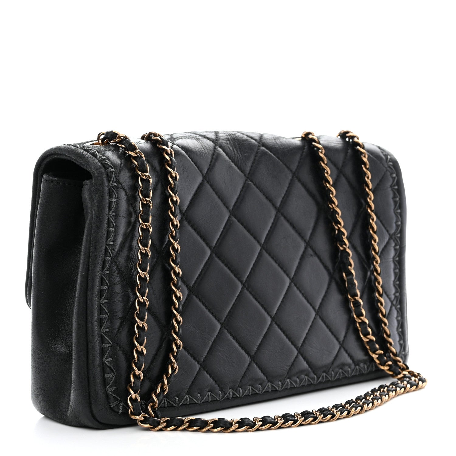 Chanel Lambskin Stitched Quilted Flap Black 3 of 10