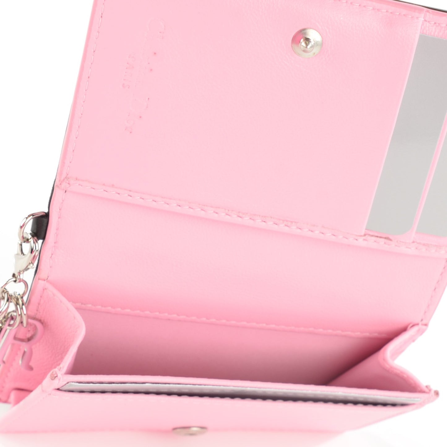 Lambskin Cannage Bi-Color Small Lady Dior Flap Card Holder Black Pink