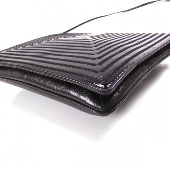 Leather Flap Cross Body Bag Black