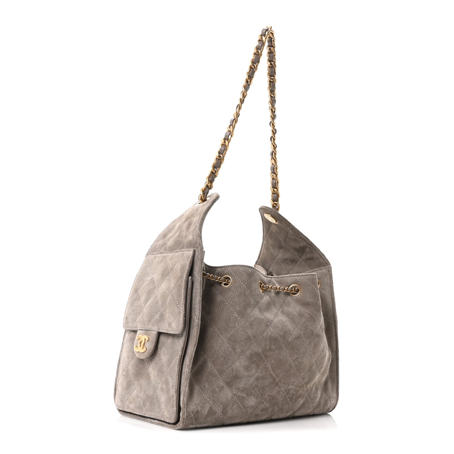 Chanel Suede Quilted Small Chanel 25 Handbag Dark Grey 3 of 10