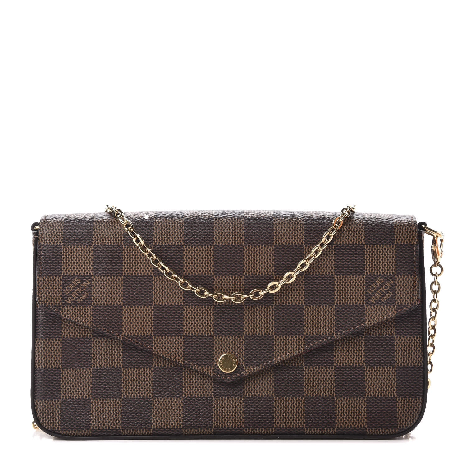 Louis Vuitton Damier Ebene Pochette Felicie Chain Wallet 1 of 10
