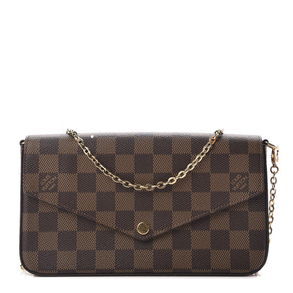Louis Vuitton Damier Ebene Pochette Felicie Chain Wallet 1 of 10