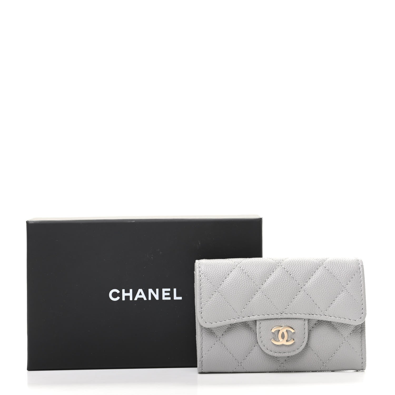 Chanel Caviar Quilted Flap Card Holder Wallet Grey 9 of 9