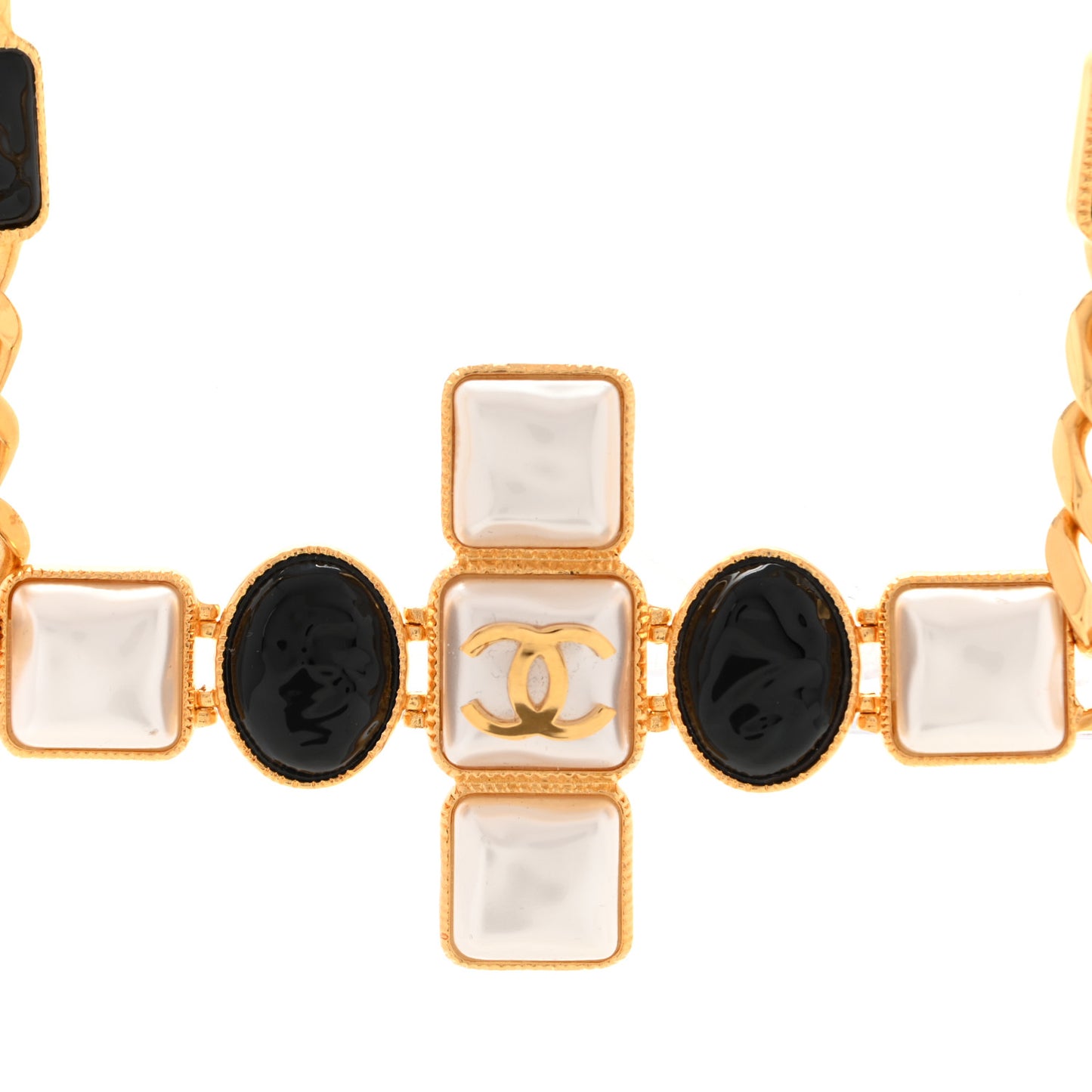 Metal Pearl Resin Obazine CC Choker Gold Black