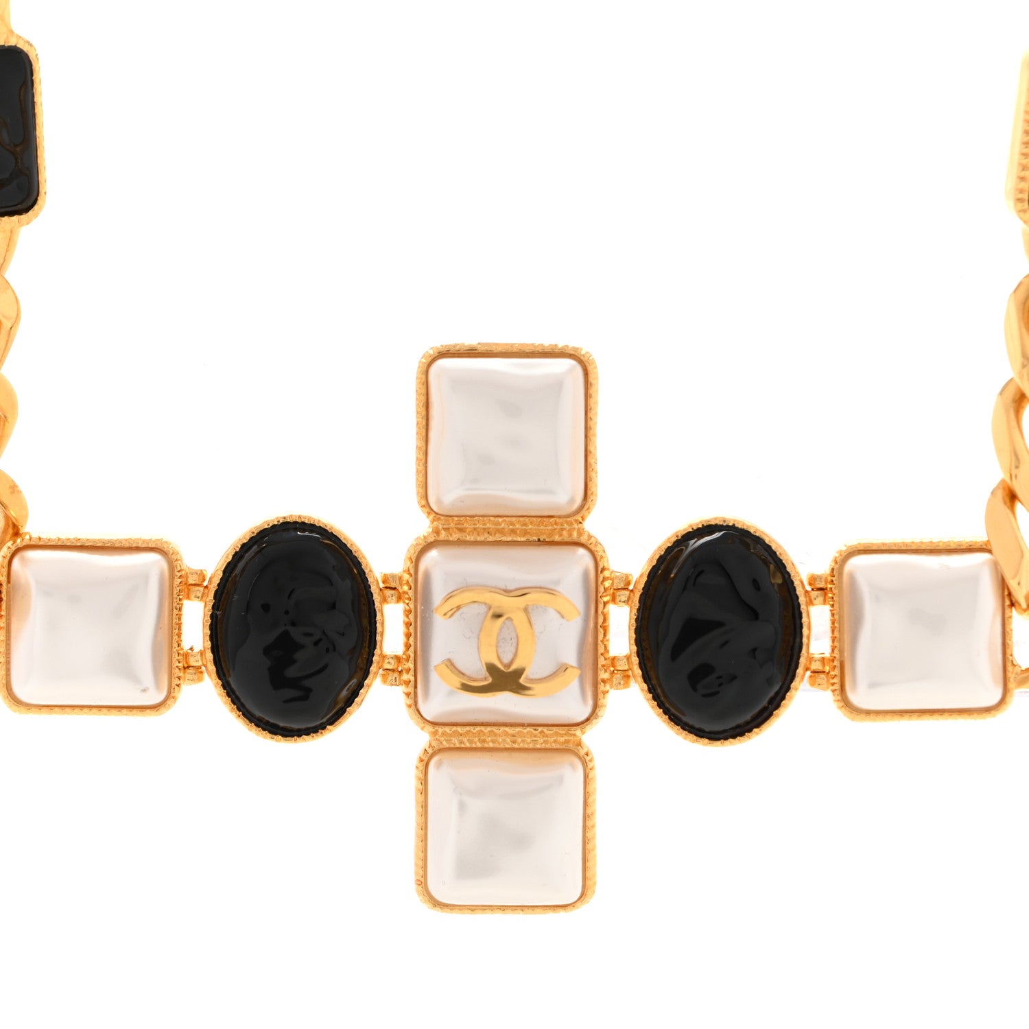 Chanel Metal Pearl Resin Obazine CC Choker Gold Black 4 of 6