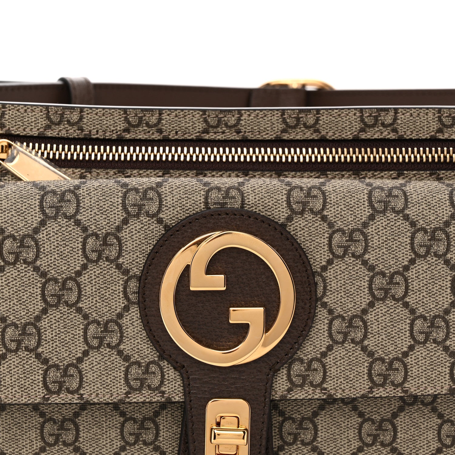 Gucci GG Supreme Monogram Textured Dollar Calfskin Blondie Belt Bag Beige Ebony New Acero 8 of 10