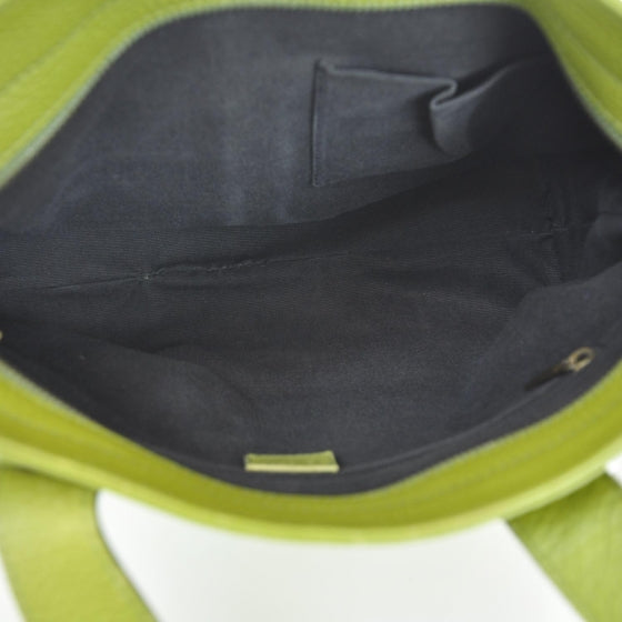 Leather Haymarket Check Horn Toggle Shoulder Bag Green