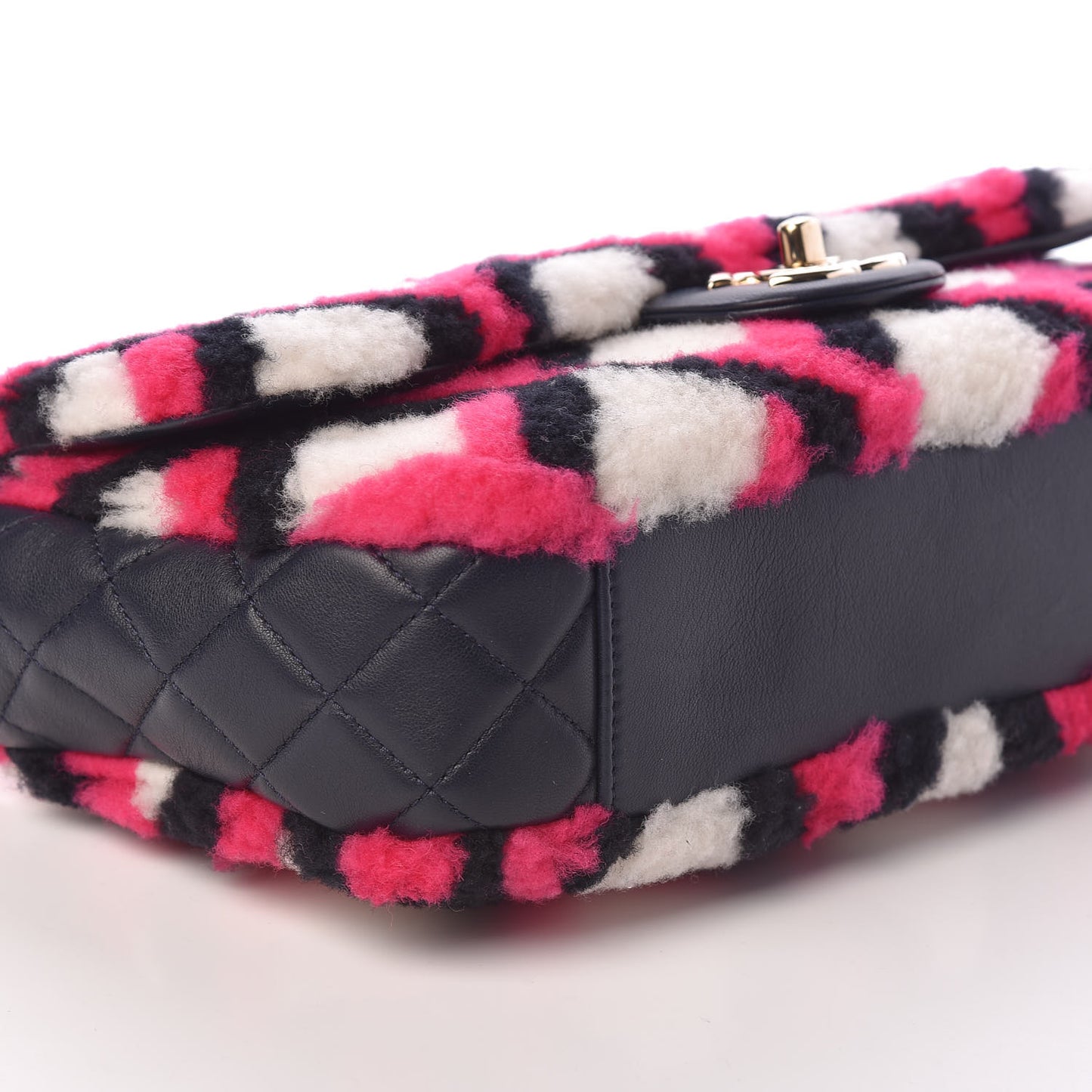 Lambskin Shearling Medium Flap Fuchsia Navy