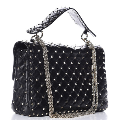 Valentino Garavani Lambskin Large Rockstud Spike Shoulder Bag Black 4 of 7