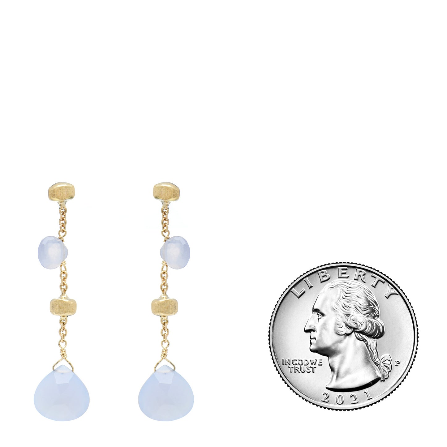 18K Yellow Gold Chalcedony Paradise Drop Earrings