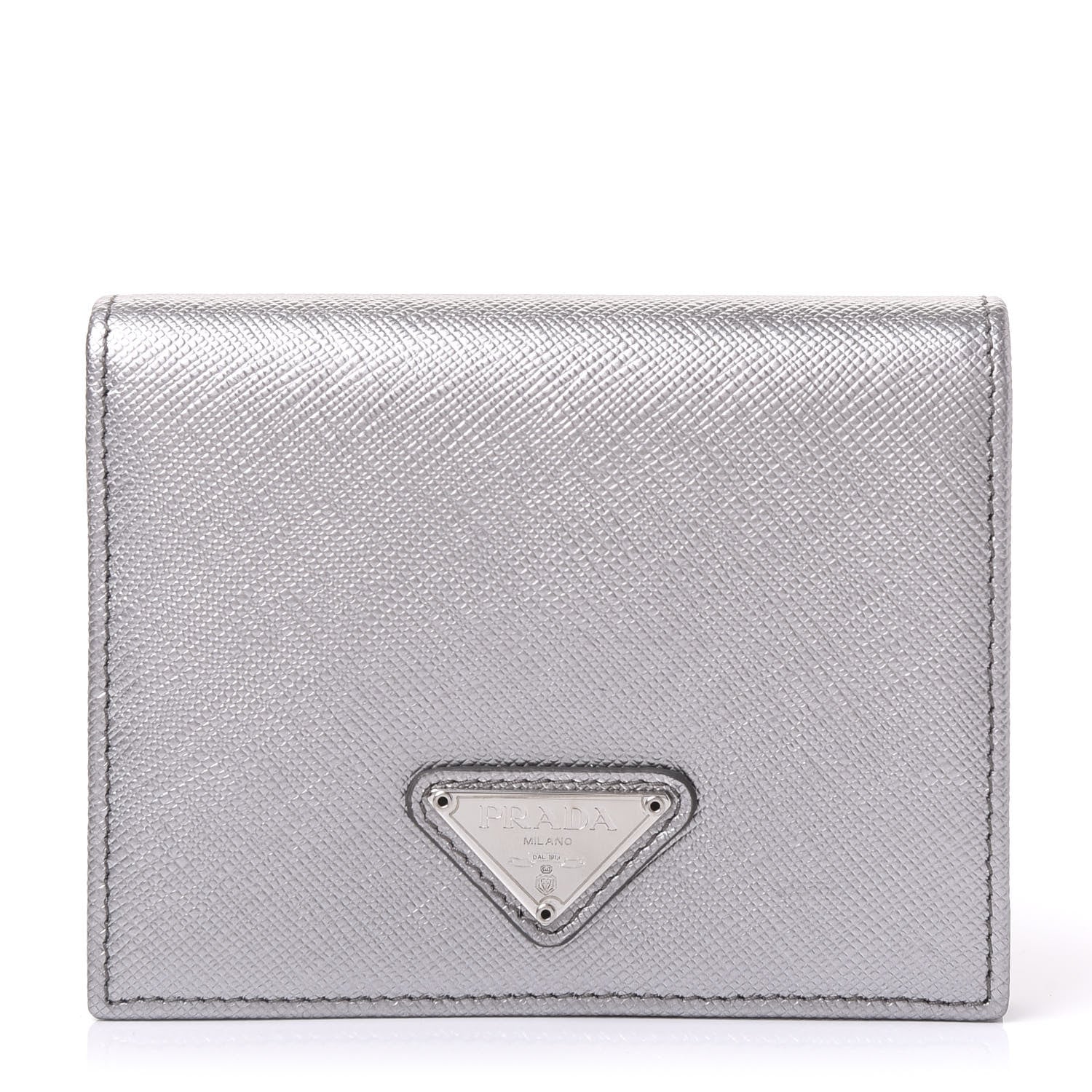 Prada Saffiano Compact Wallet Cromo 1 of 9