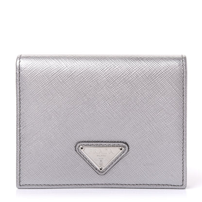 Prada Saffiano Compact Wallet Cromo 1 of 9