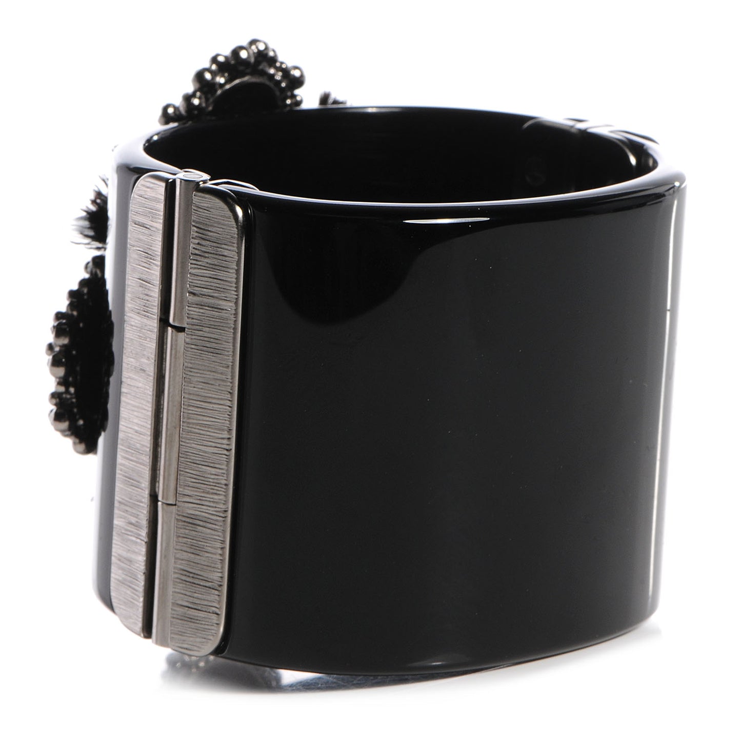 Resin Crystal Feather CC Cuff Black