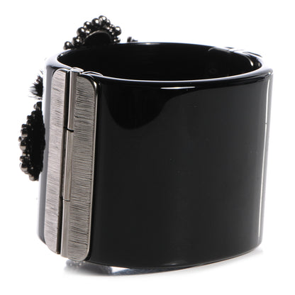Chanel Resin Crystal Feather CC Cuff Black 3 of 6
