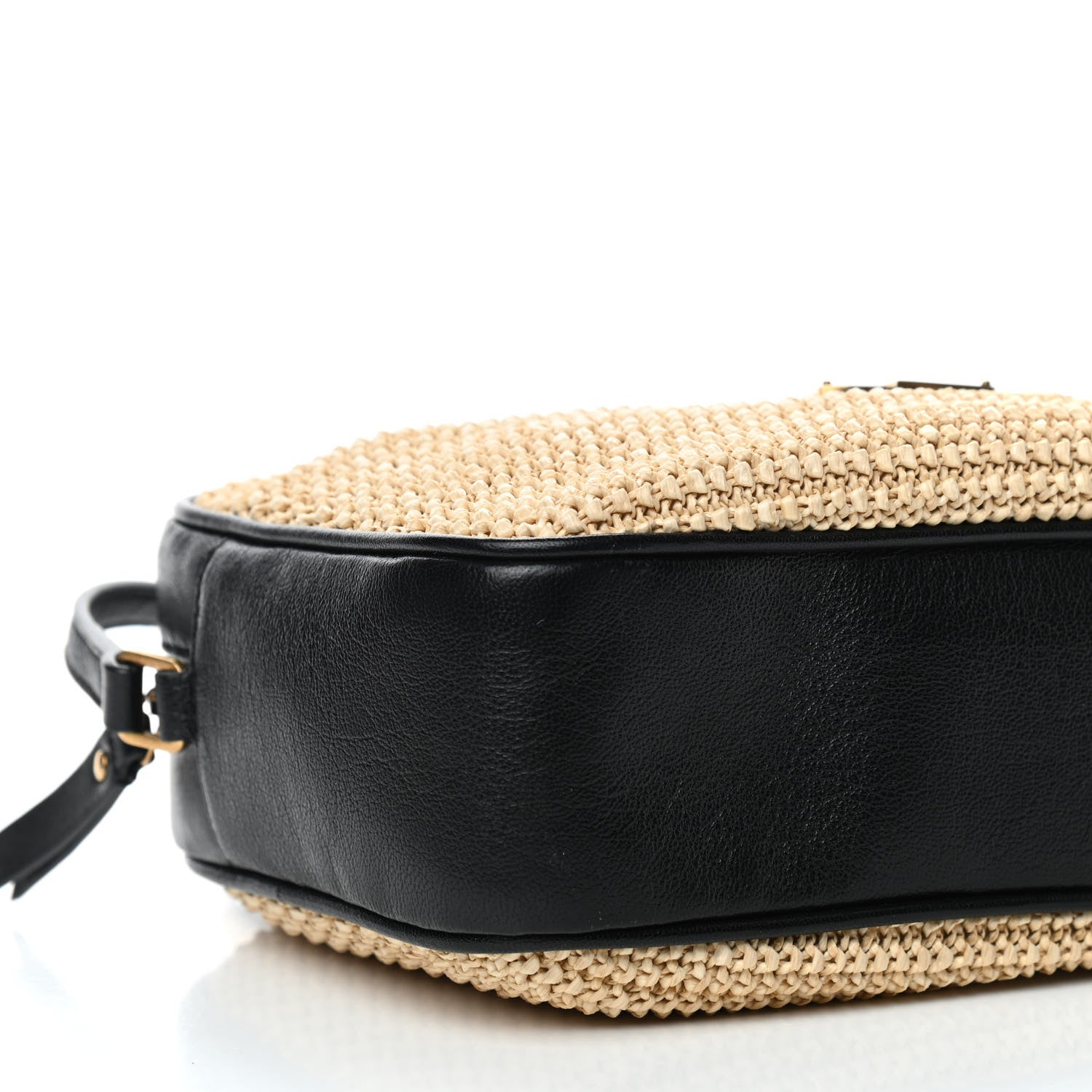 Saint Laurent Raffia Canvas Monogram Lou Camera Bag Beige Black 7 of 9