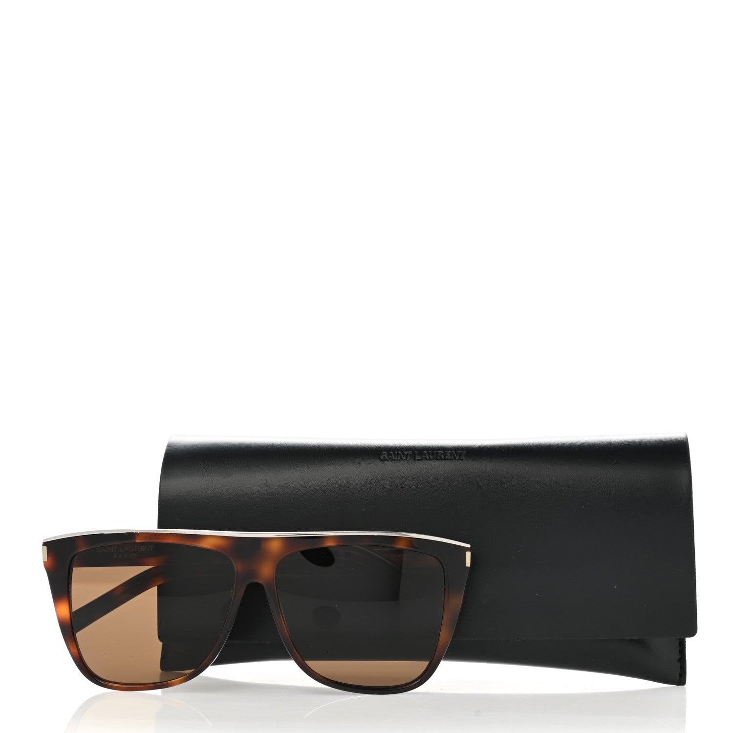 Saint Laurent Acetate Flat Top SL1 Sunglasses Tortoise 7 of 7