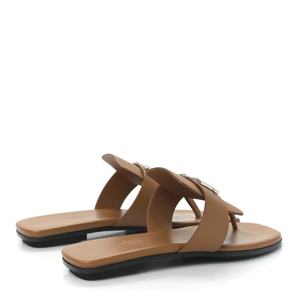Hermes Calfskin Womens Galerie Sandals 36.5 Gold 4 of 9