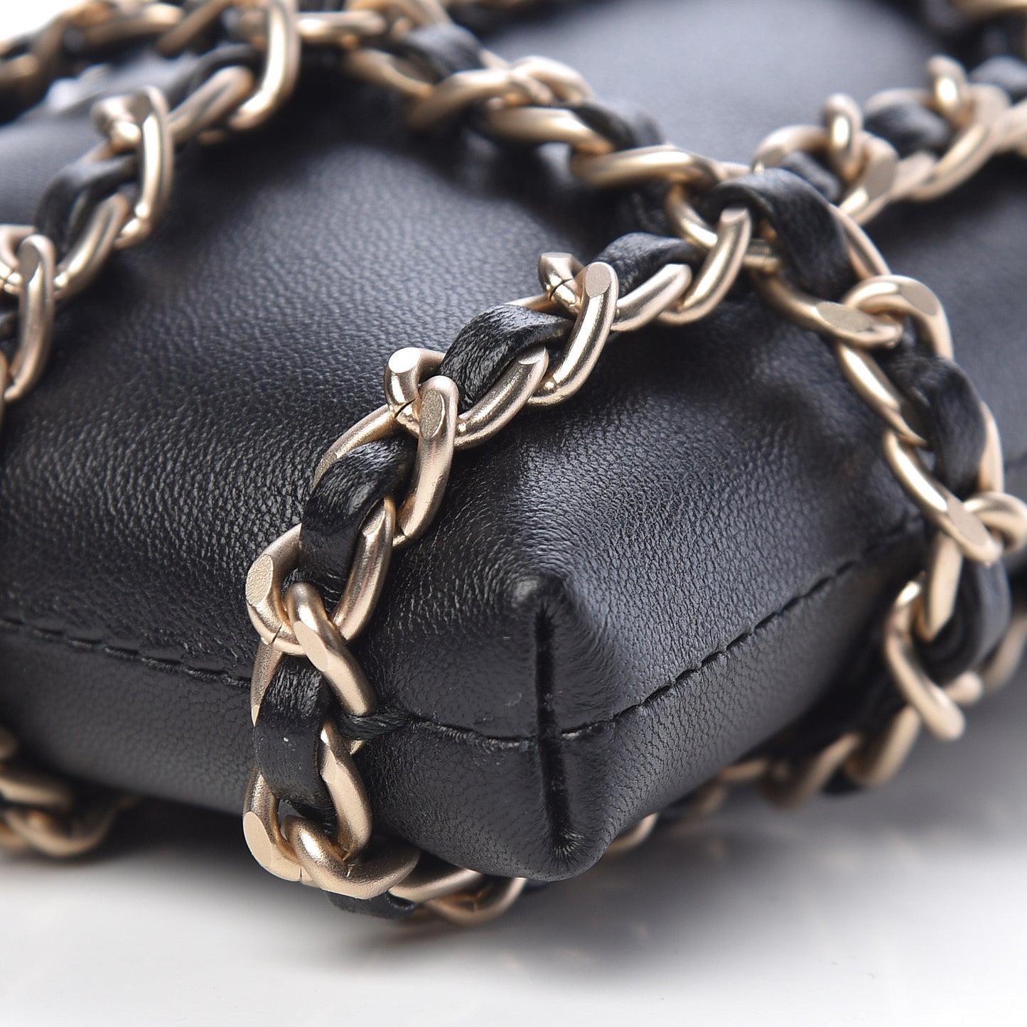 Lambskin Tech Me Out Clutch With Chain Black
