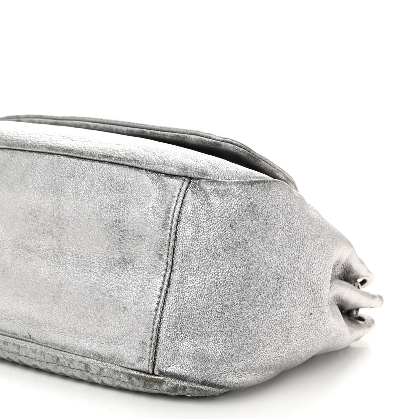 Metallic Deerskin Luxe Ligne Flap  Silver