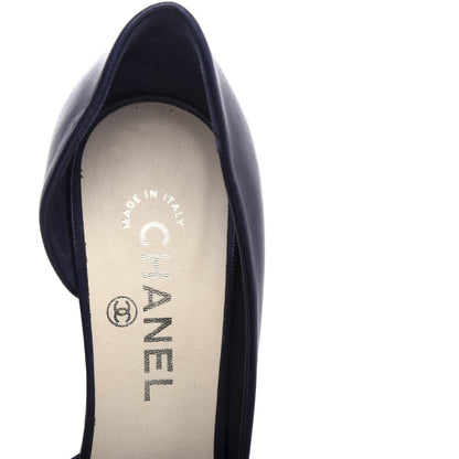 Chanel Lambskin Camellia Pumps 39 Navy 8 of 10