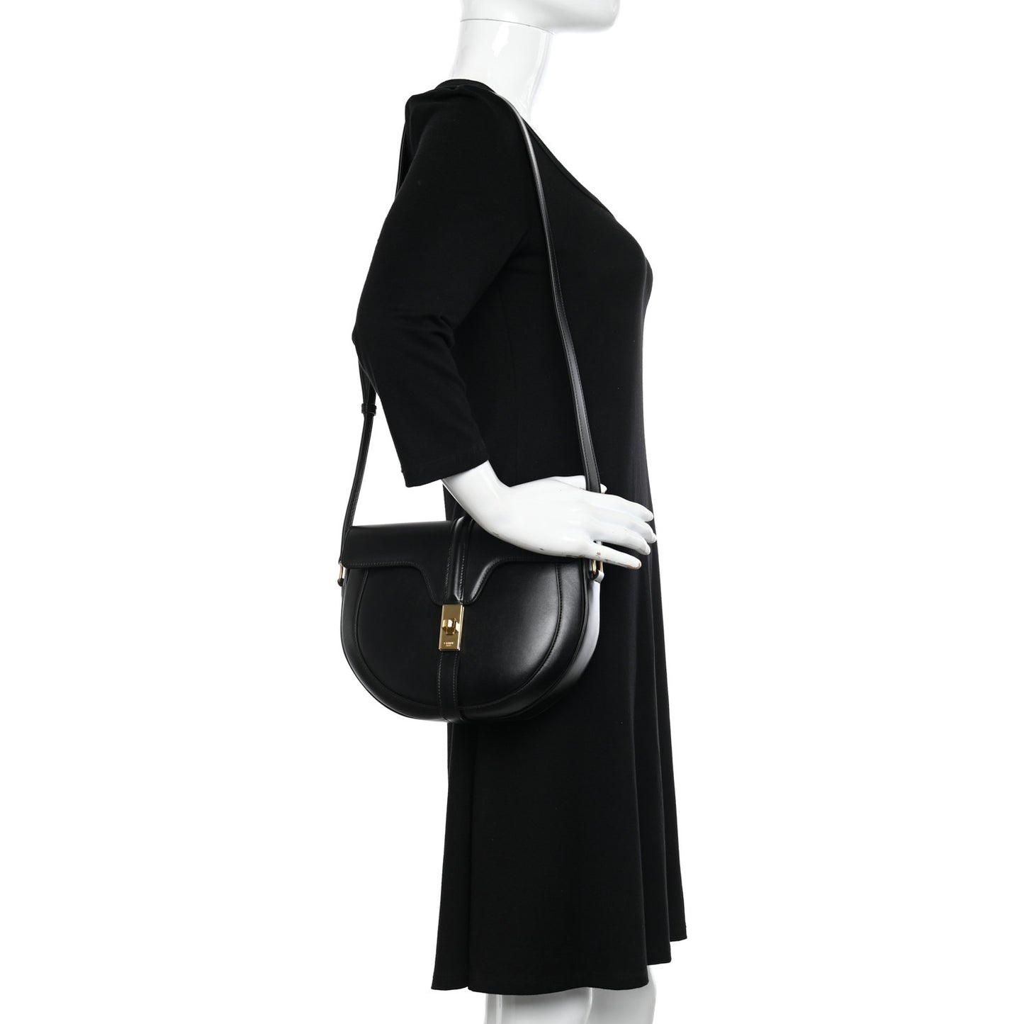 Satinated Calfskin Medium Besace 16 Black