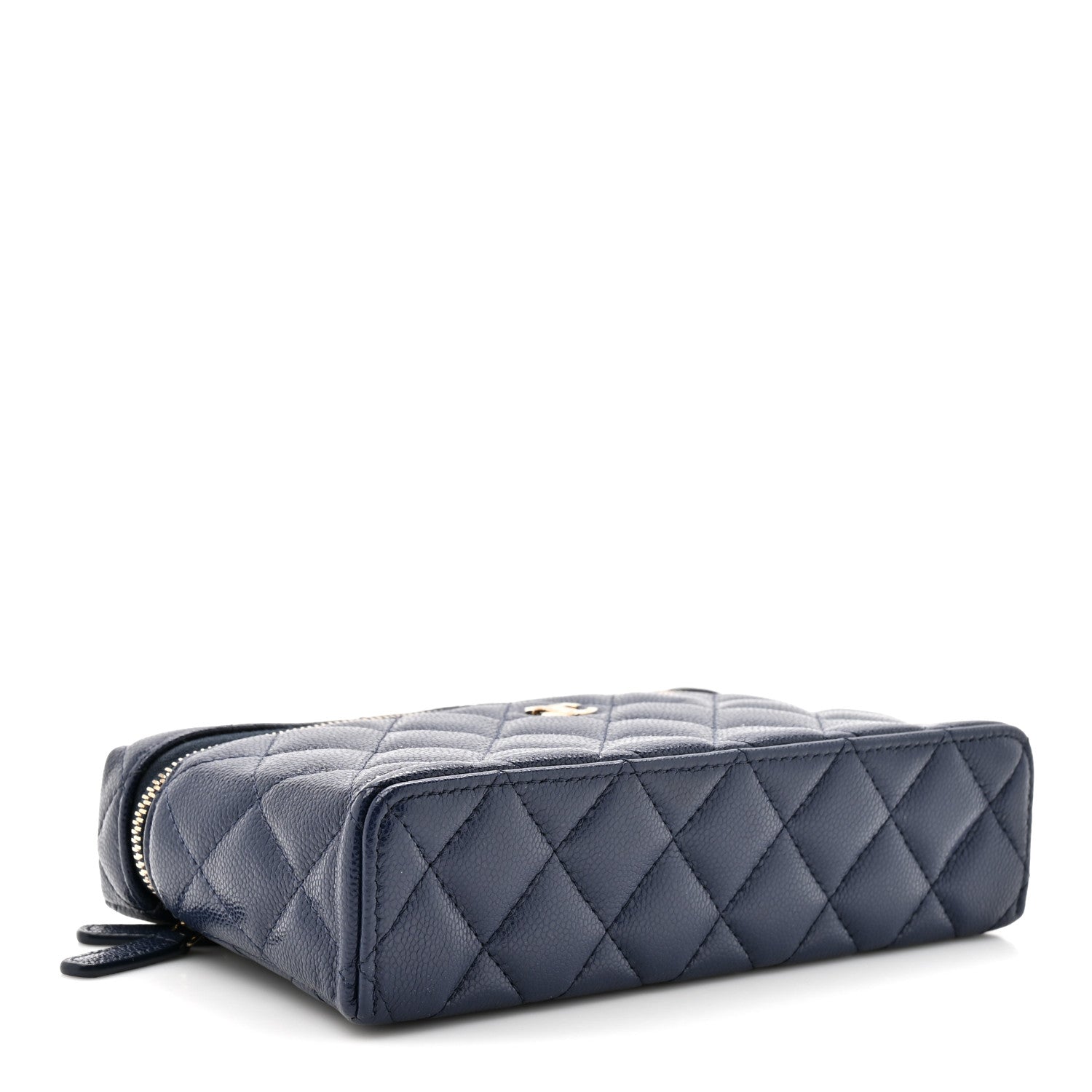 Chanel Caviar Quilted Top Handle Slim Vanity With Chain Navy 3 of 9