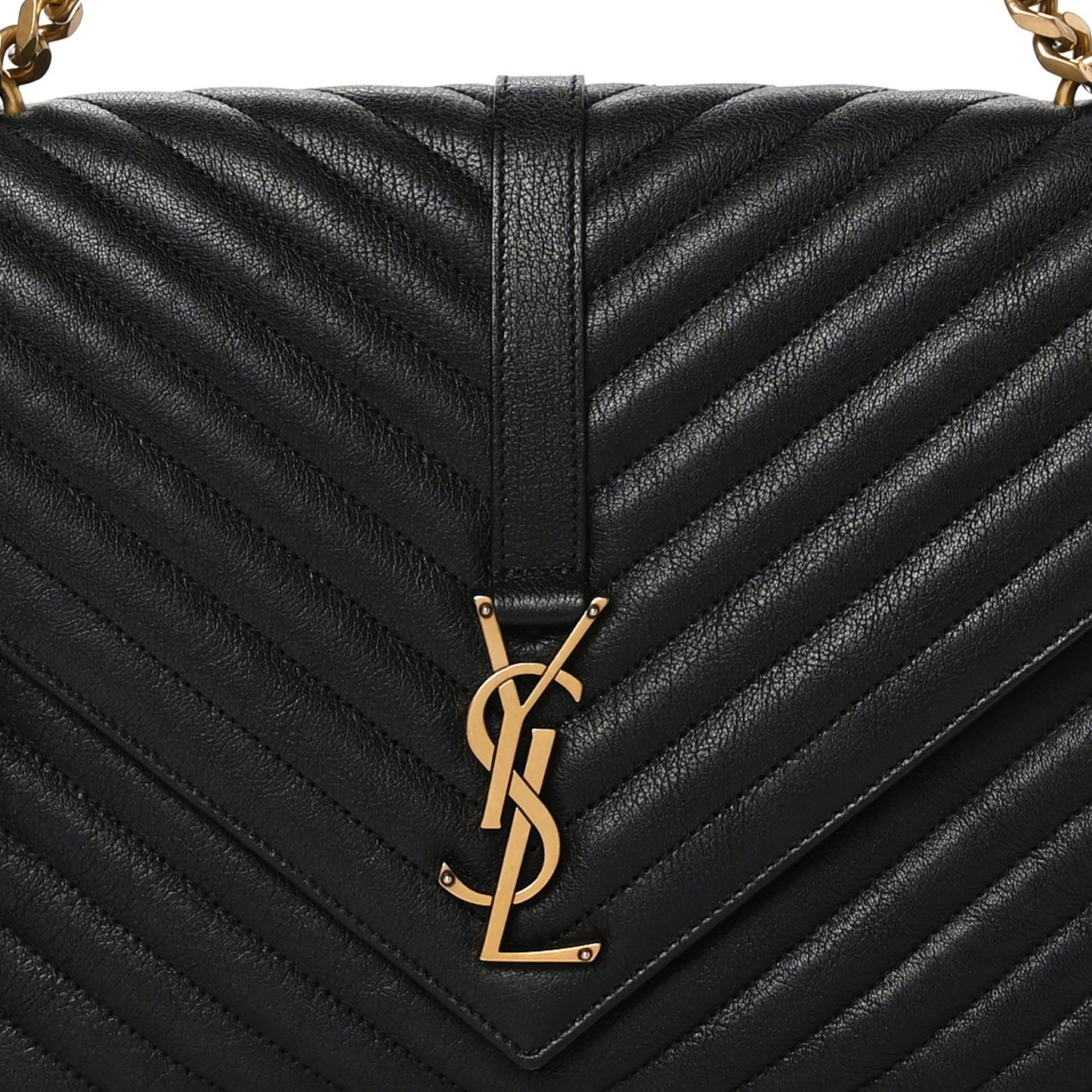 Sheepskin Matelasse Chevron Monogram Large College Satchel Black