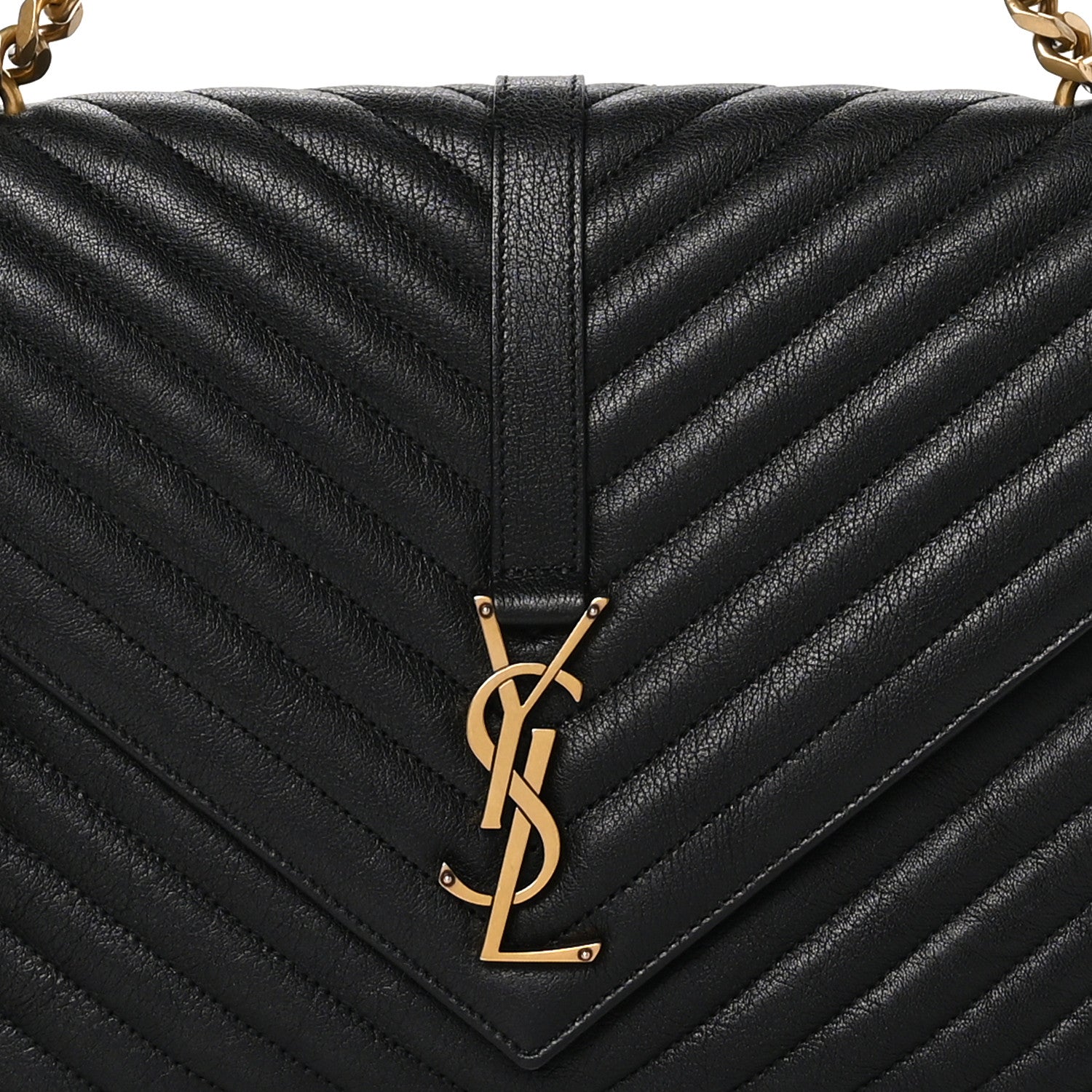 Saint Laurent Sheepskin Matelasse Chevron Monogram Large College Satchel Black 9 of 11
