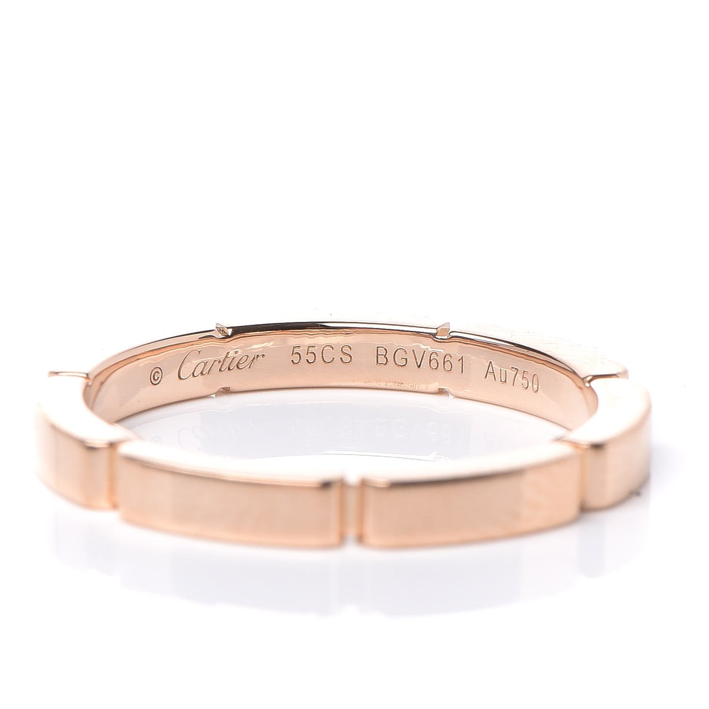 18K Pink Gold Diamond Maillon Panthere Wedding Band Ring 55 6.75