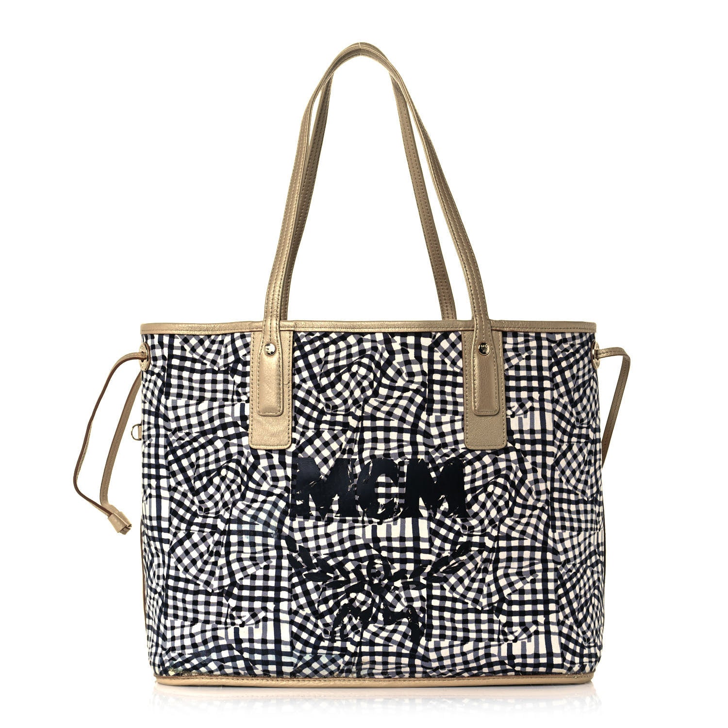 MCM Metallic Visetos Medium Liz Reversible Shopper Tote Gold 11 of 19