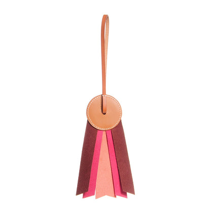 Hermes Hunter Cowhide Milo Lambskin Paddock Flot Bag Charm Rose Jaipur Rose Shocking 1 of 5