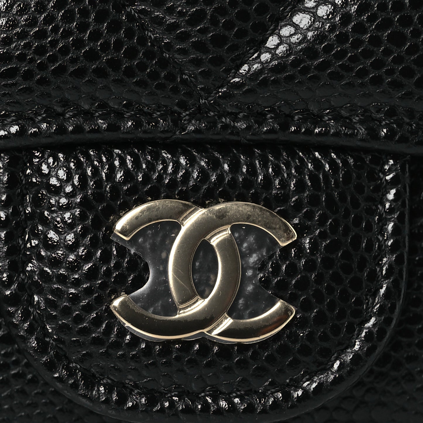 Caviar Quilted Flap Zip Card Holder Black