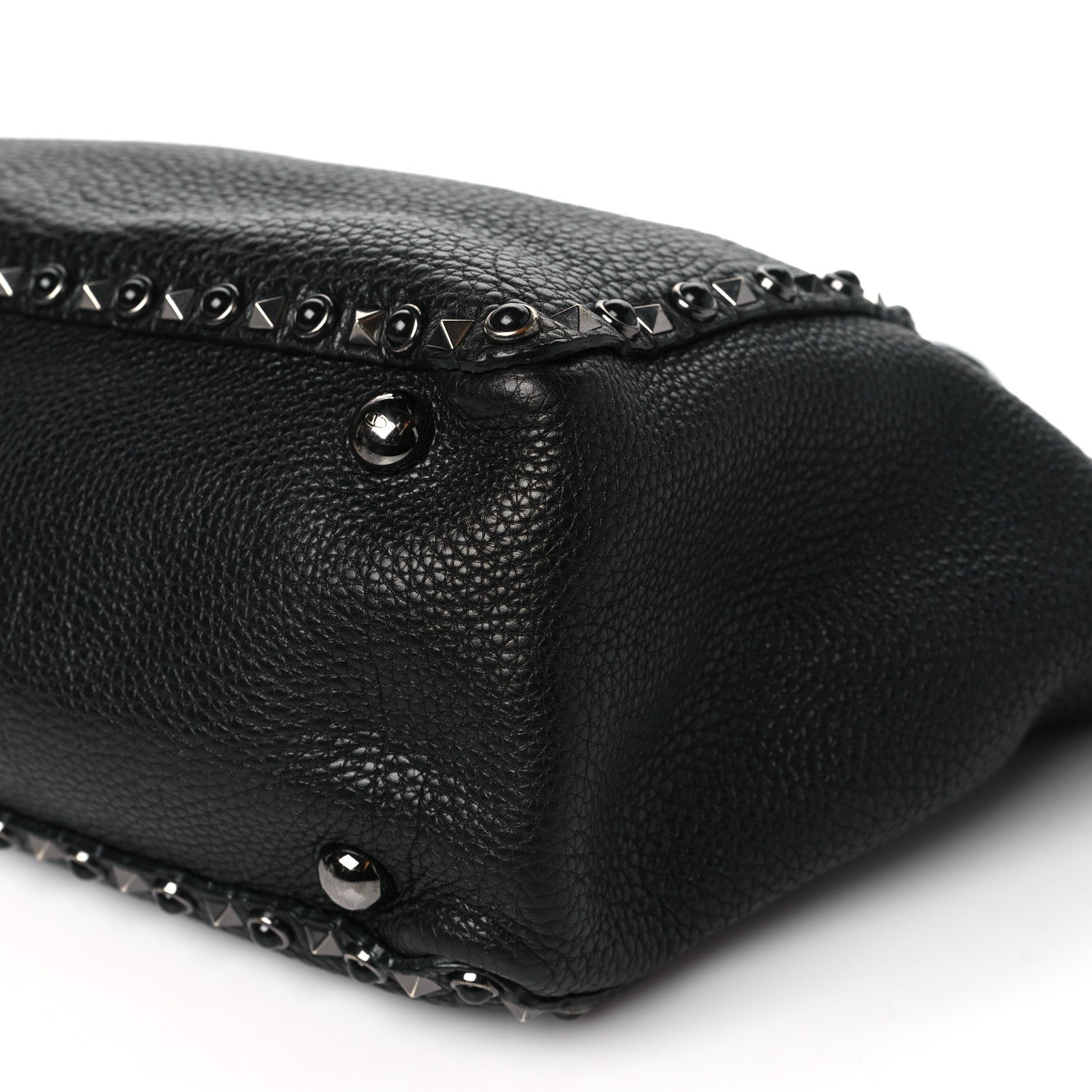 Valentino Garavani Grained Calfskin Onyx Medium Rockstud Rolling Tote Black 9 of 12