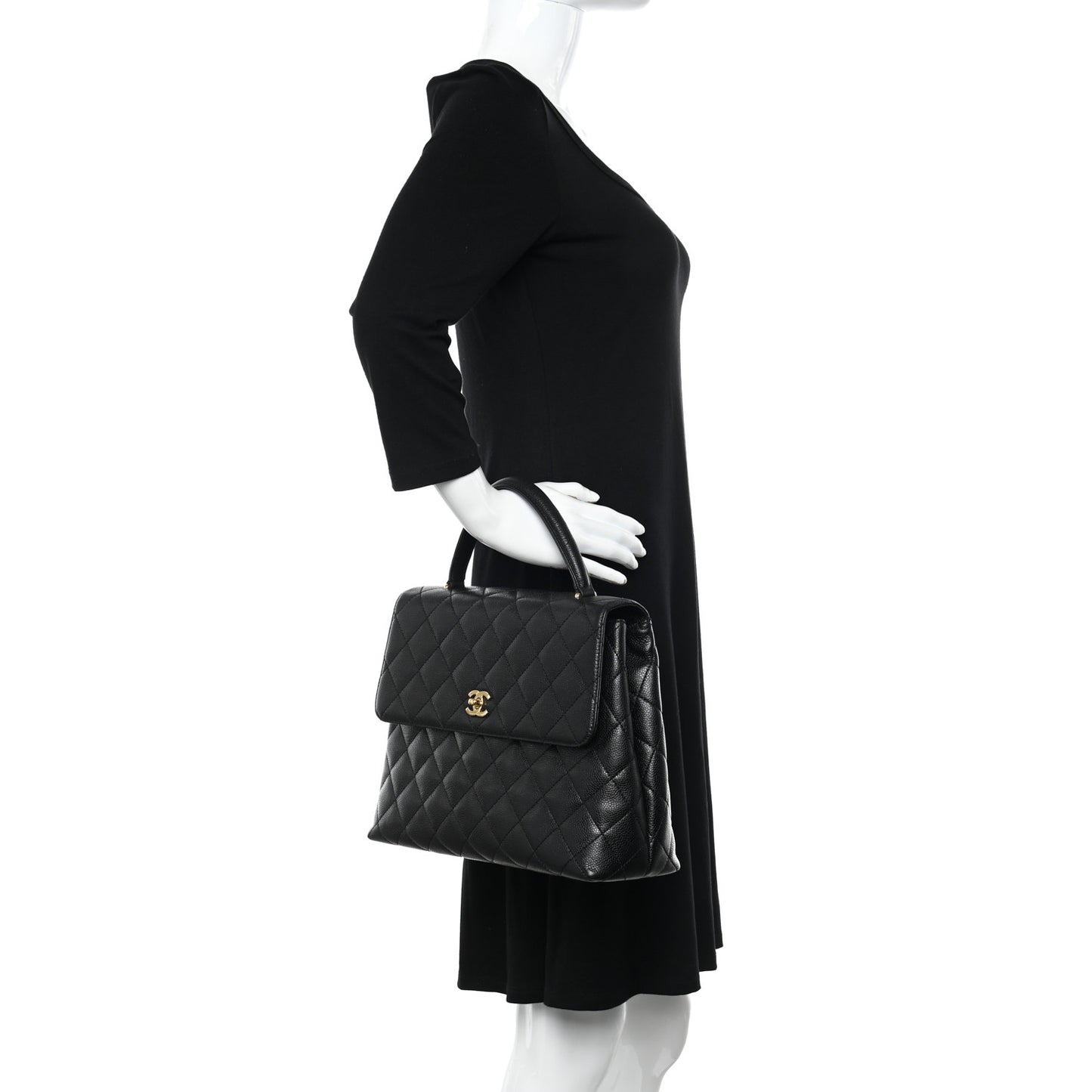 Caviar Quilted Jumbo Kelly Flap Black