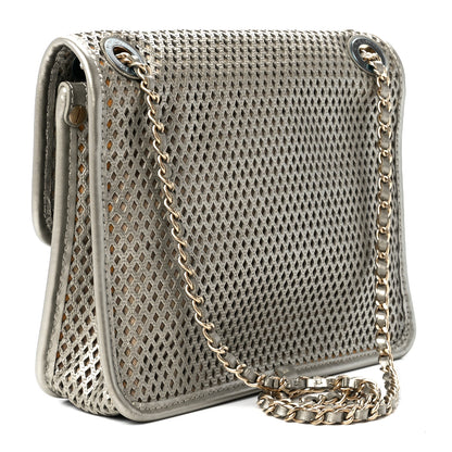 Chanel Metallic Perforated Calfskin Small Up In The Air Flap Light Gold 3 of 13