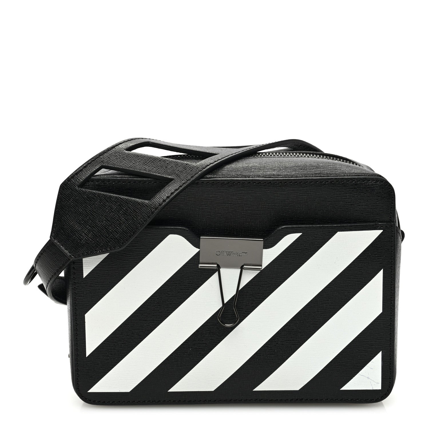 Off-White Saffiano Striped Diag Binder Belt Bag Black 1 of 9