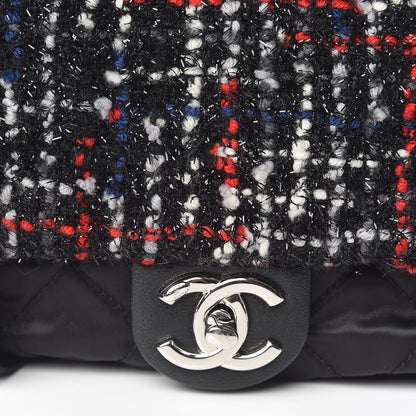 Chanel Tweed Nylon Quilted Small Astronaut Essentials Flap Black Red 10 of 11