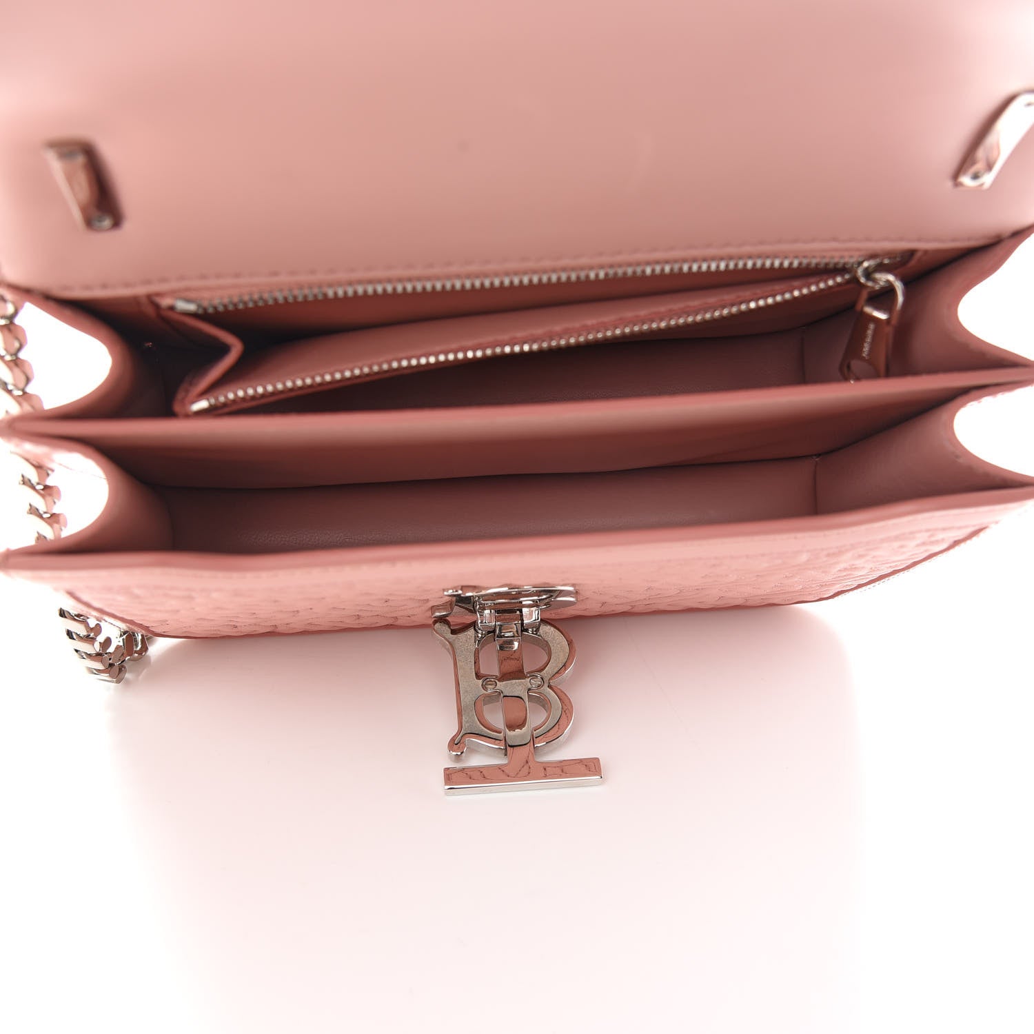 Burberry Calfskin Monogram Embossed Small TB Chain Bag Blush Pink 5 of 9