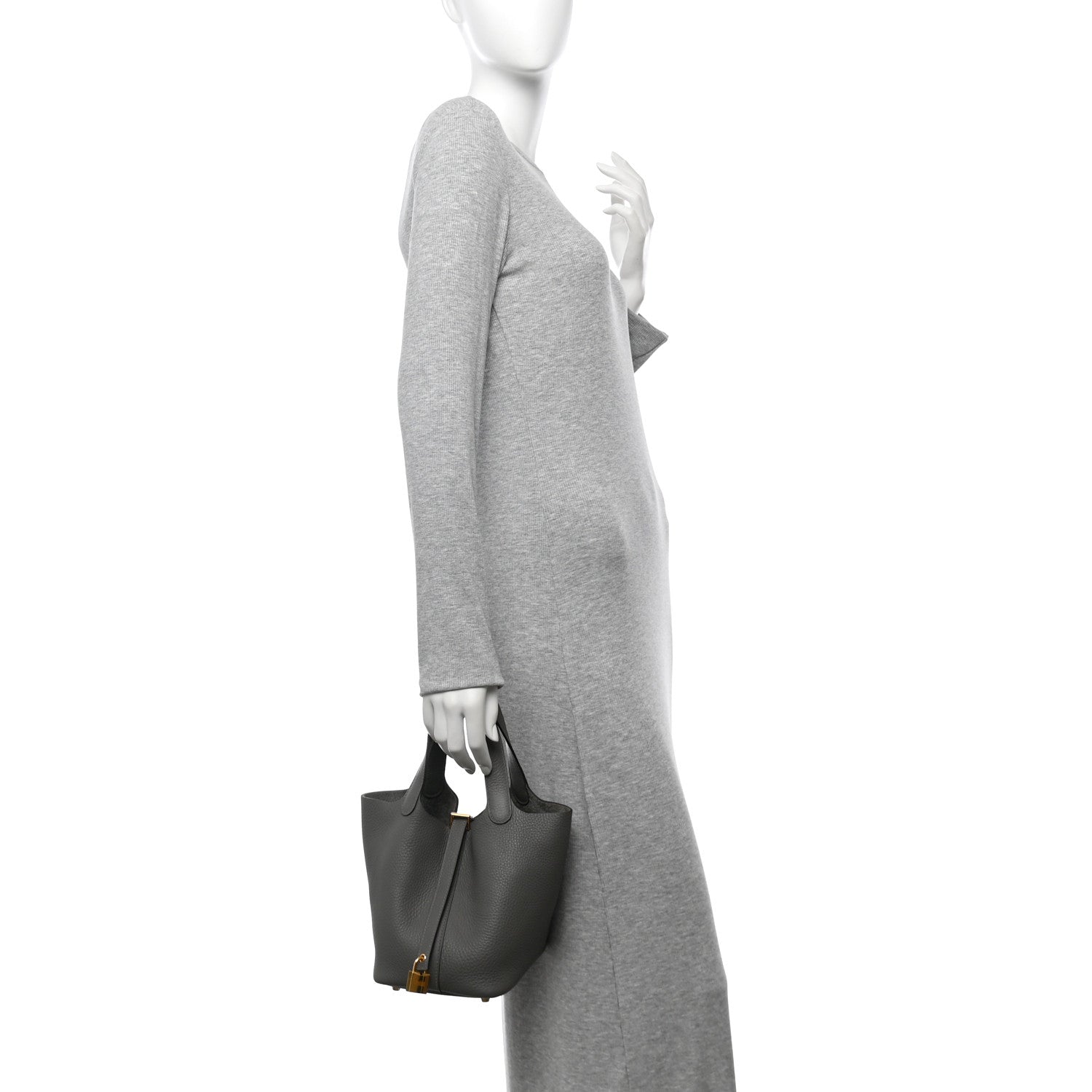 Hermes Taurillon Clemence Picotin Lock 18 PM Gris Meyer 2 of 10