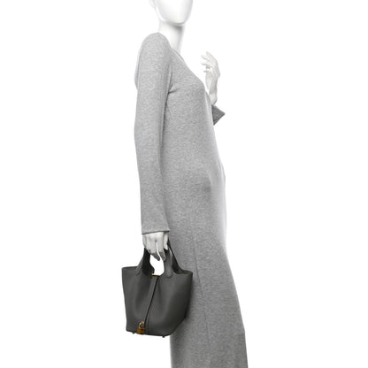 Hermes Taurillon Clemence Picotin Lock 18 PM Gris Meyer 2 of 10