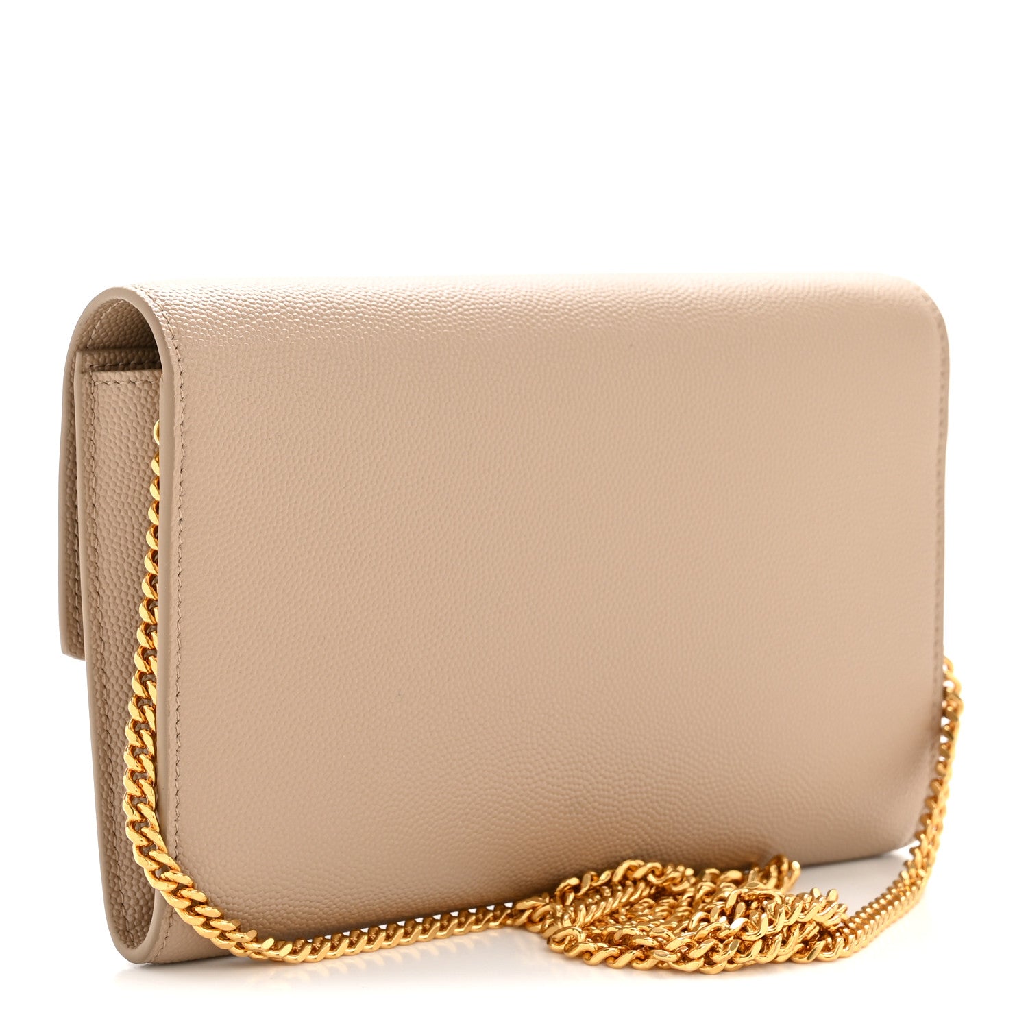 Saint Laurent Grain De Poudre Monogram Uptown Chain Wallet Taupe 4 of 14