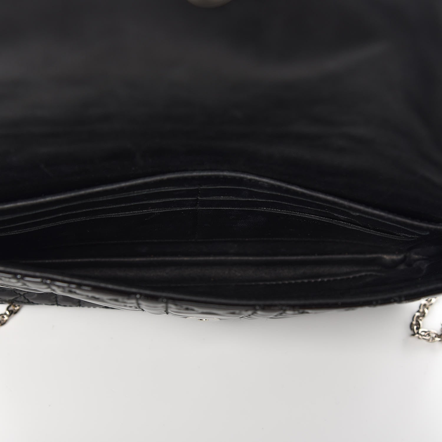 Christian Dior Patent Cannage Wallet on Chain Pouch Black 7 of 9