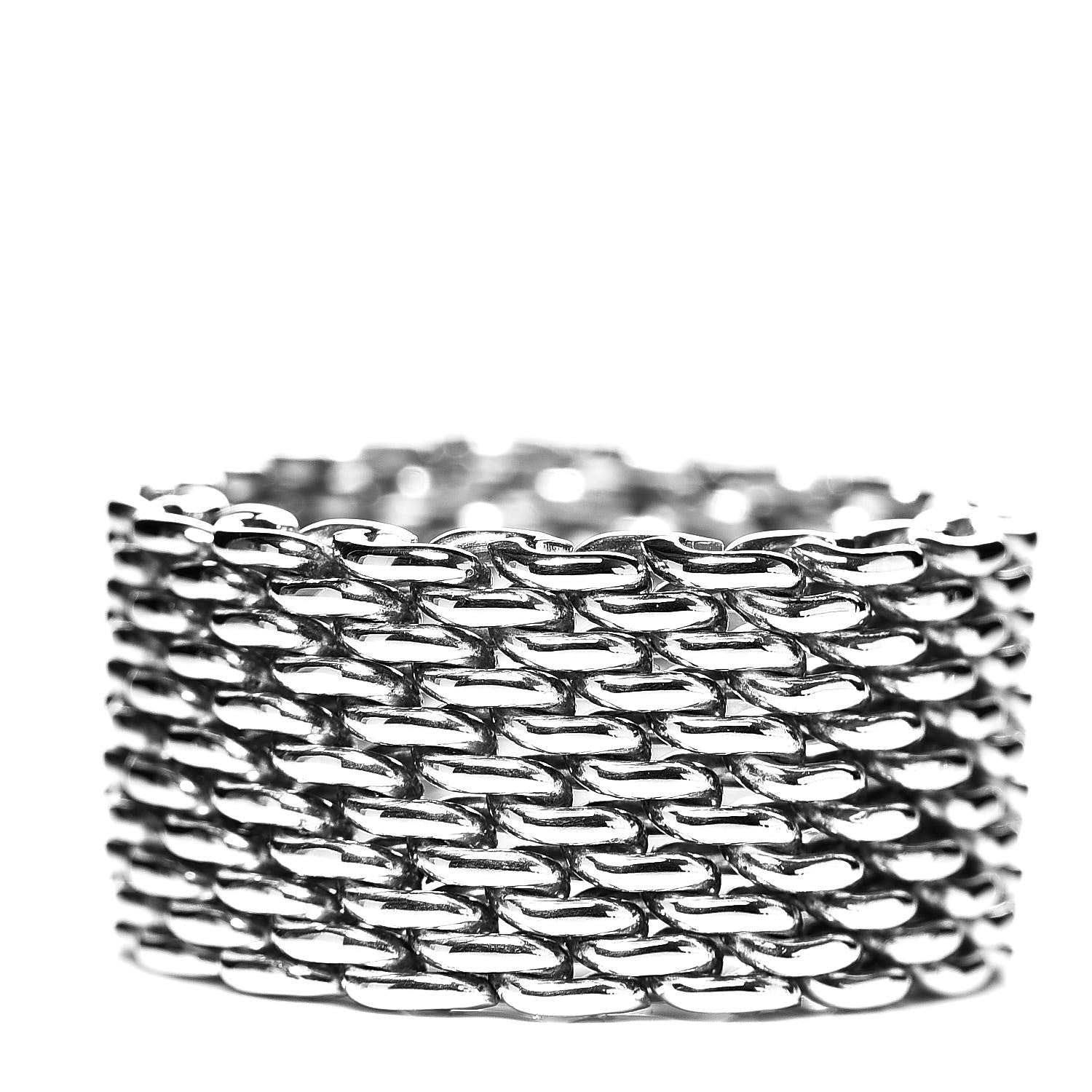 Tiffany Sterling Silver Somerset Mesh Ring 54 6.75 3 of 4