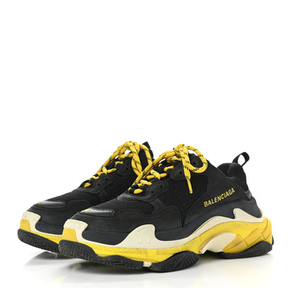 Balenciaga Fabric Mesh Womens Triple S Sneakers 37 Black Yellow 3 of 15