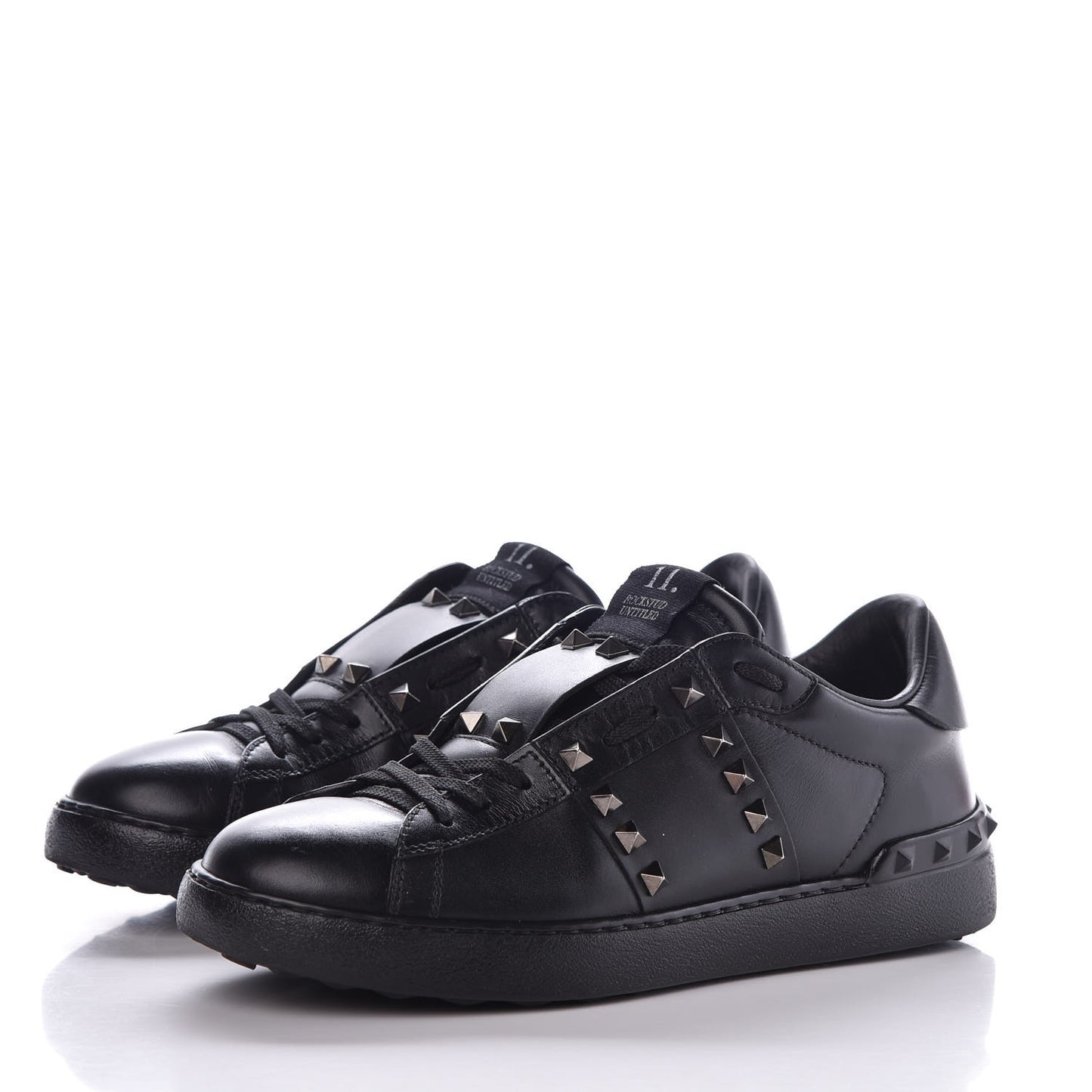 Calfskin Mens Rockstud Untitled Open Sneakers 39 Black