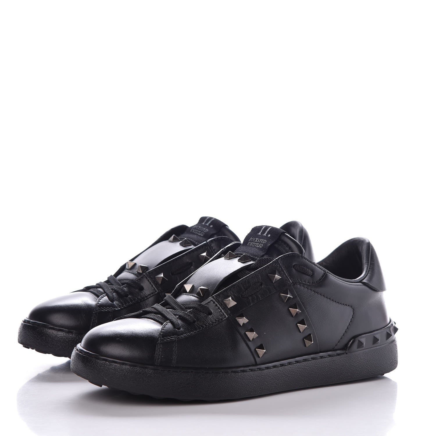 Valentino Garavani Calfskin Mens Rockstud Untitled Open Sneakers 39 Black 3 of 12